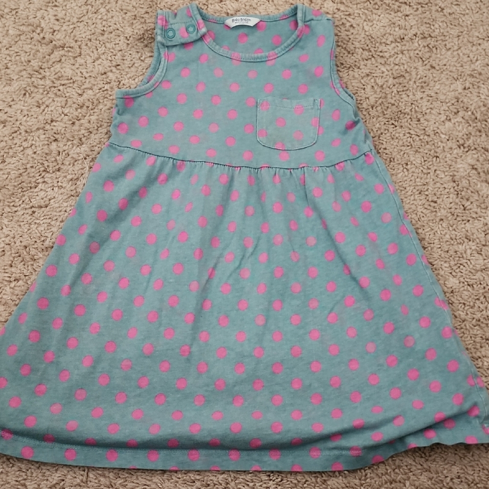 Baby Boden Blue and Pink Polka Dot Dress 2T-3T
